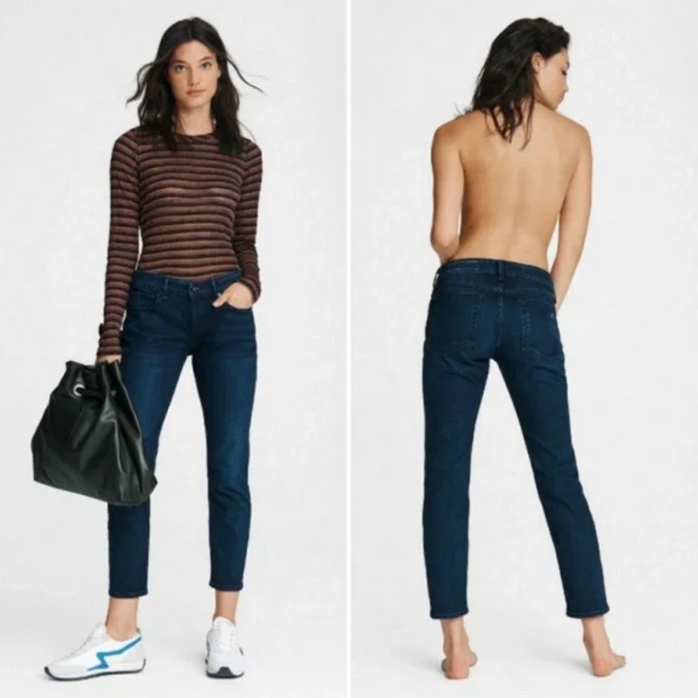 Rag & Bone Dre Low Rise Slim Boyfriend Jeans Bayview Dark Wash